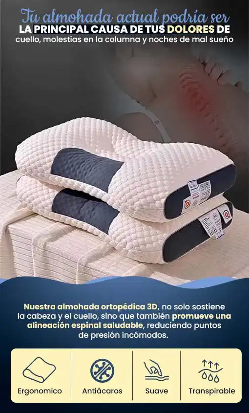 😖 DESPIÉRTATE SIN DOLOR: LA ALMOHADA CERVICAL QUE CAMBIARÁ TU MANERA DE DORMIR 🛌✨