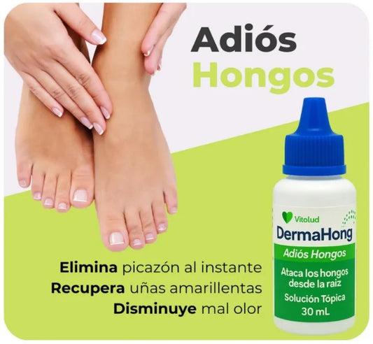 🌿 ADIÓS A LOS HONGOS, RECUPERA TUS UÑAS Y PIES, CON DERMAHONG ( 3 Unidades )🌿.