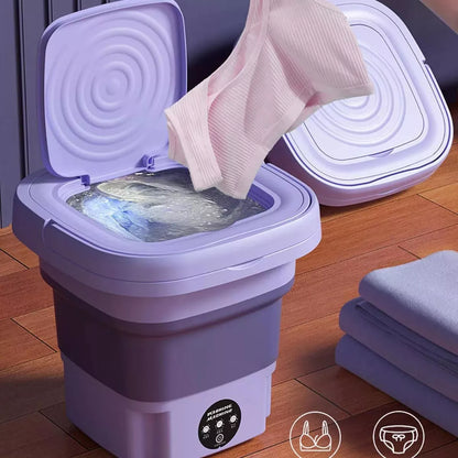 🌀 Mini Lavadora Plegable 8L – Lava, Escurre y Ahorra Espacio en un Click! 🏕️🚿.