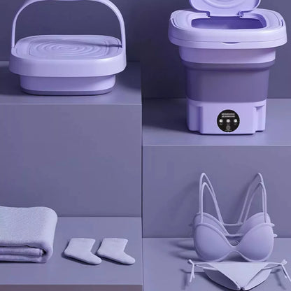 🌀 Mini Lavadora Plegable 8L – Lava, Escurre y Ahorra Espacio en un Click! 🏕️🚿.